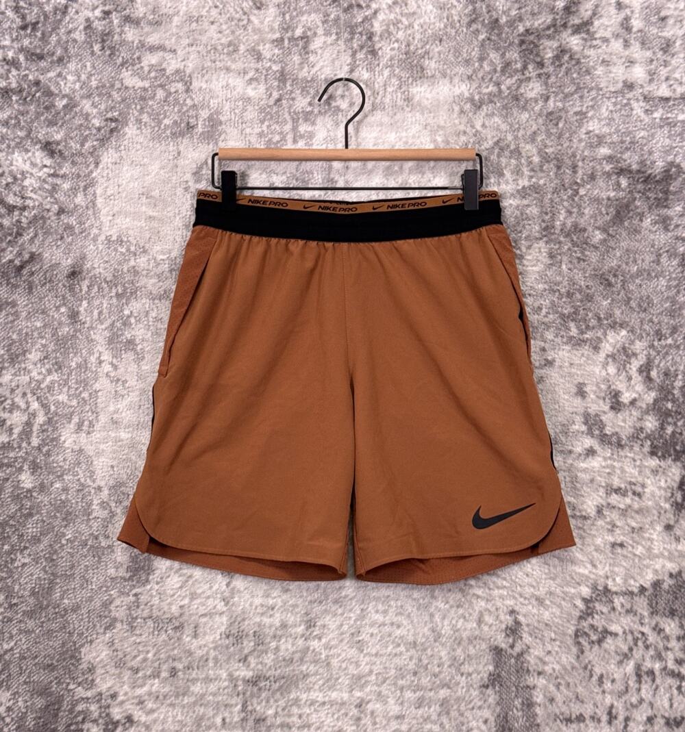 Nike Pro Shorts Small Mens Gold Brown Vented Athletic